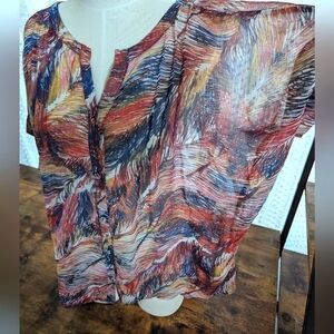 Liz Claiborne Feather Print Chiffon Blouse